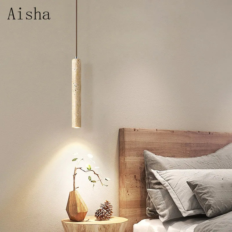 Nordic wabi-sabi stone pendant light for indoor lighting - vue 3 sur 8