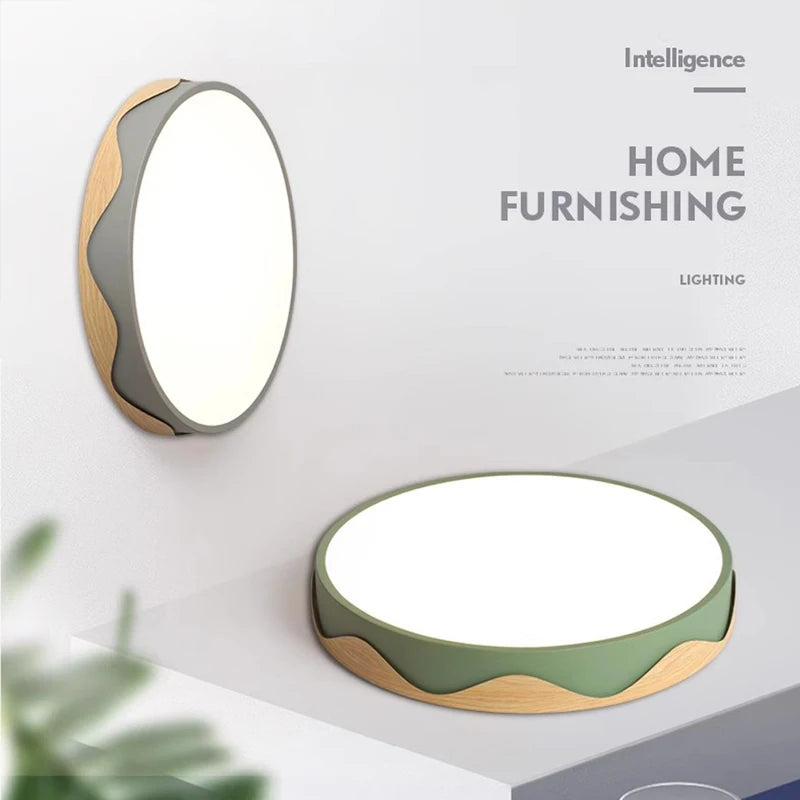 Modern circular wood grain LED ceiling light decorative lighting