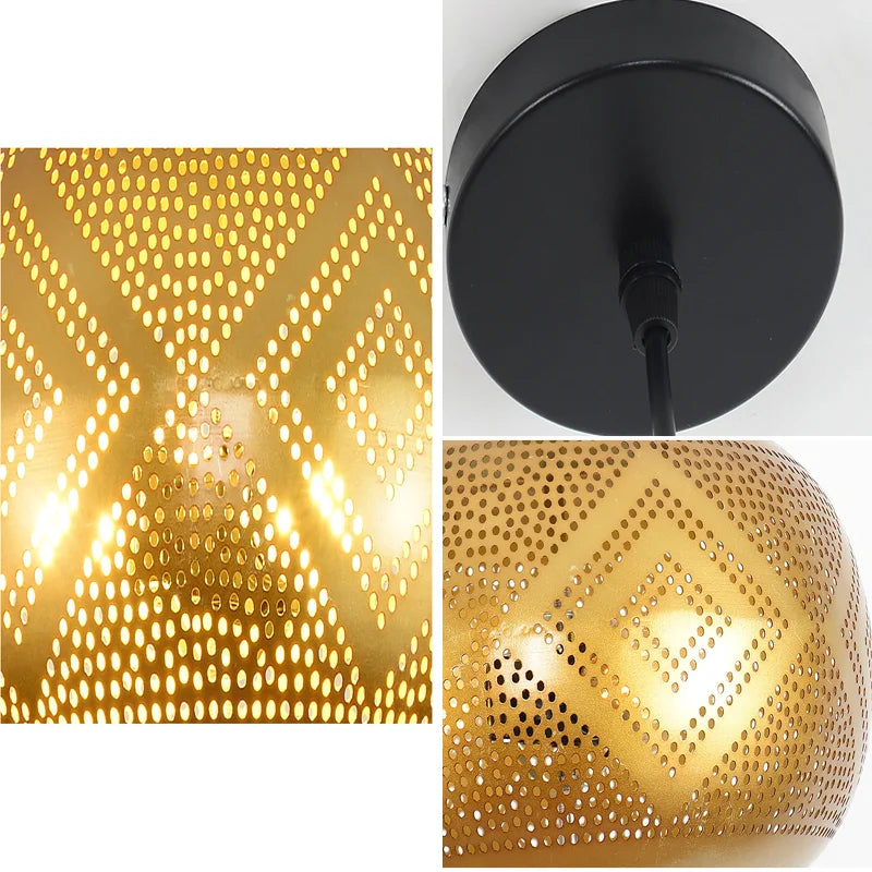 Sandyha Southeast Asian style gold LED chandelier for interior decor - vue 7 sur 7