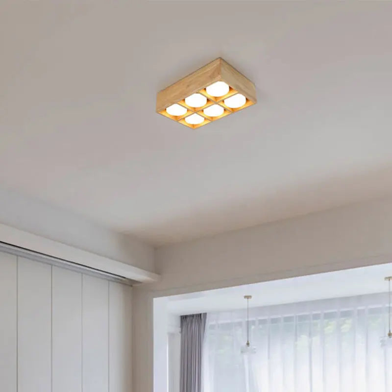 Minimalist raw wood ceiling light for bedroom, study, hallway and cloakroom