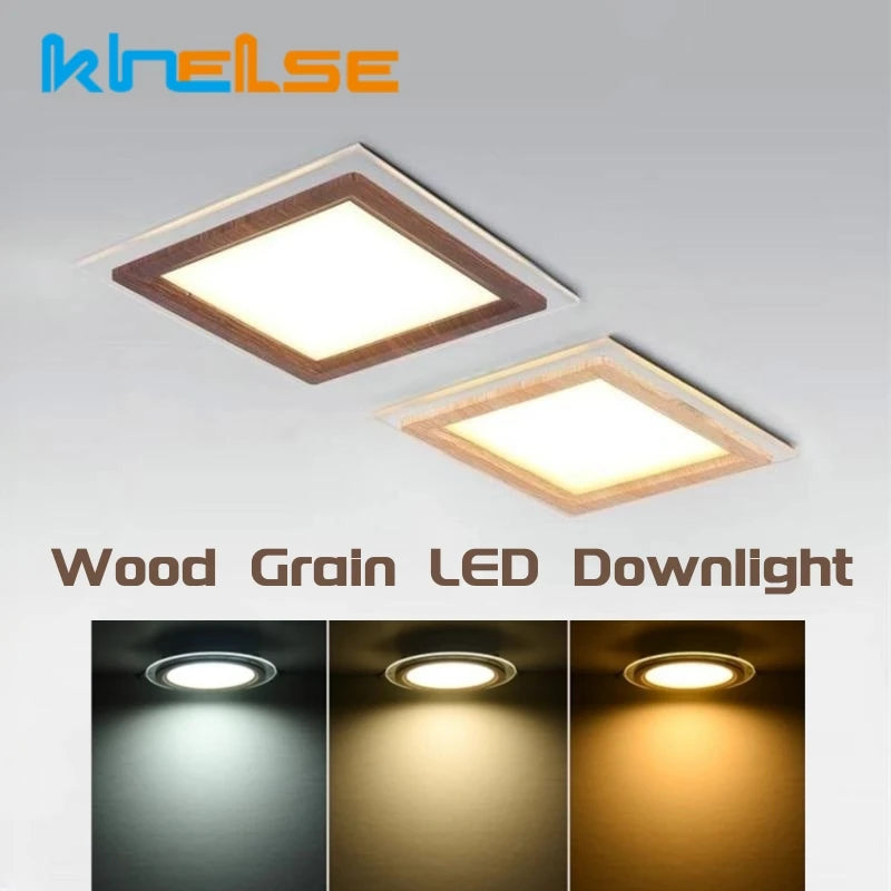 Ultra-thin recessed LED wood grain ceiling light
