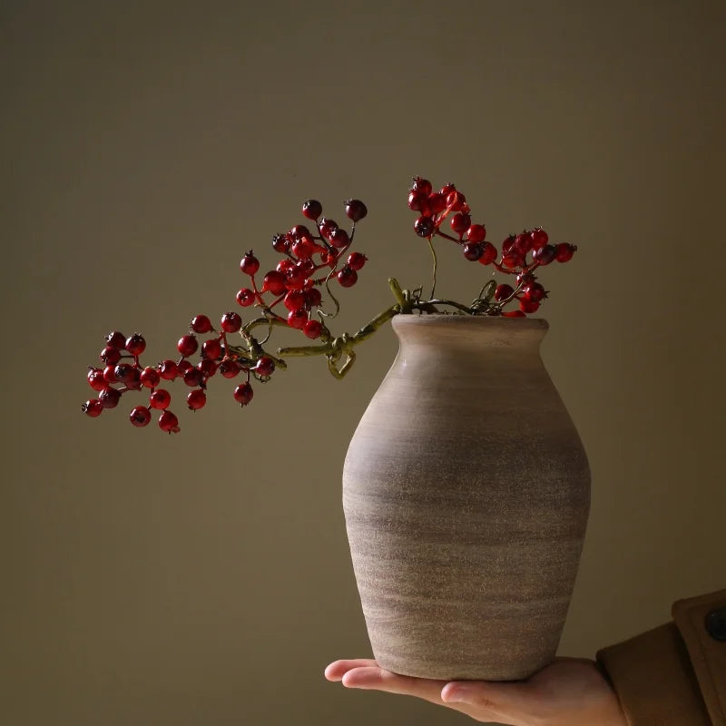 handmade retro ceramic vase for dried flower decoration