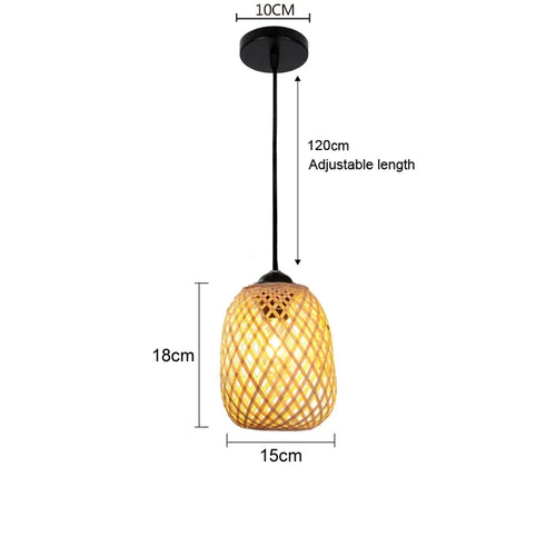 Japanese bamboo chandelier with Chinese style woven rattan - vue 12 sur 15