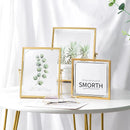 Floating glass photo frame with decorative pressed flowers