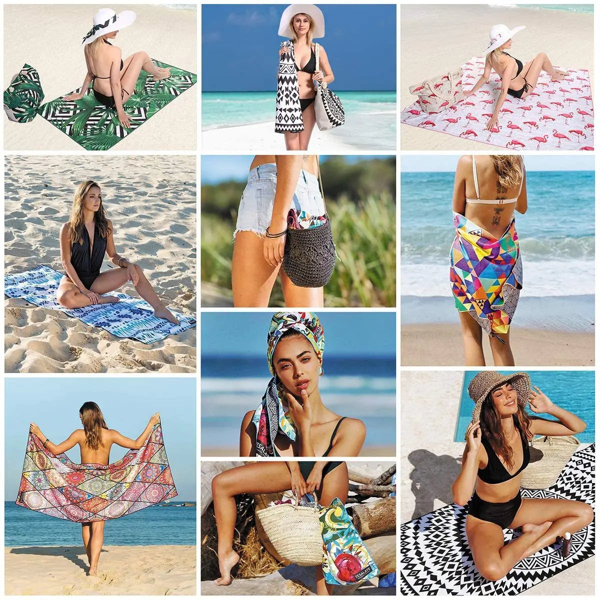 Sand-free quick-dry floral beach towel - vue 5 sur 7