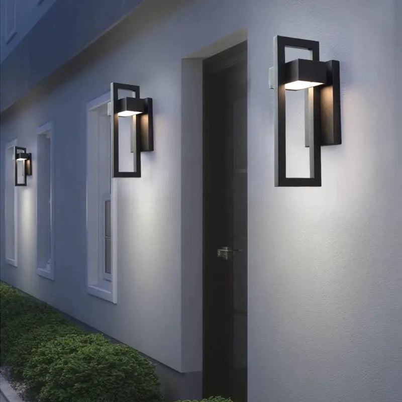 Geometric metal outdoor wall light IP65 waterproof - vue 4 sur 8