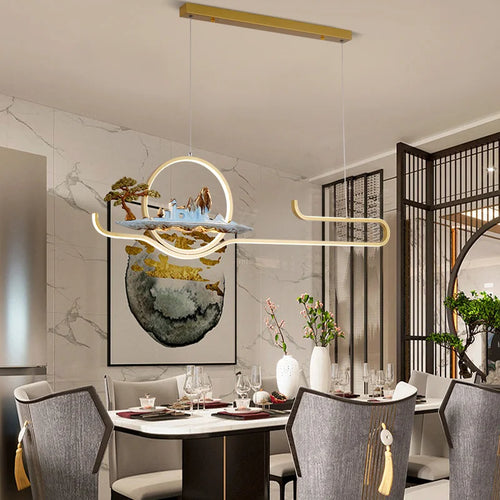 Chinese style pendant light for a zen and modern atmosphere - vue 3 sur 14