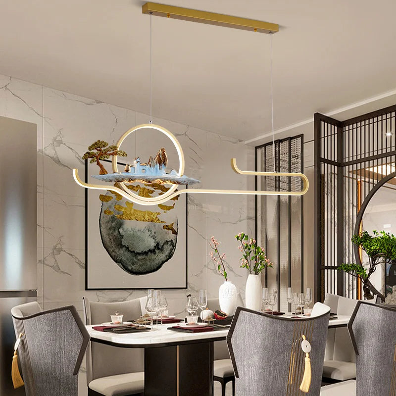 Chinese style pendant light for a zen and modern atmosphere
