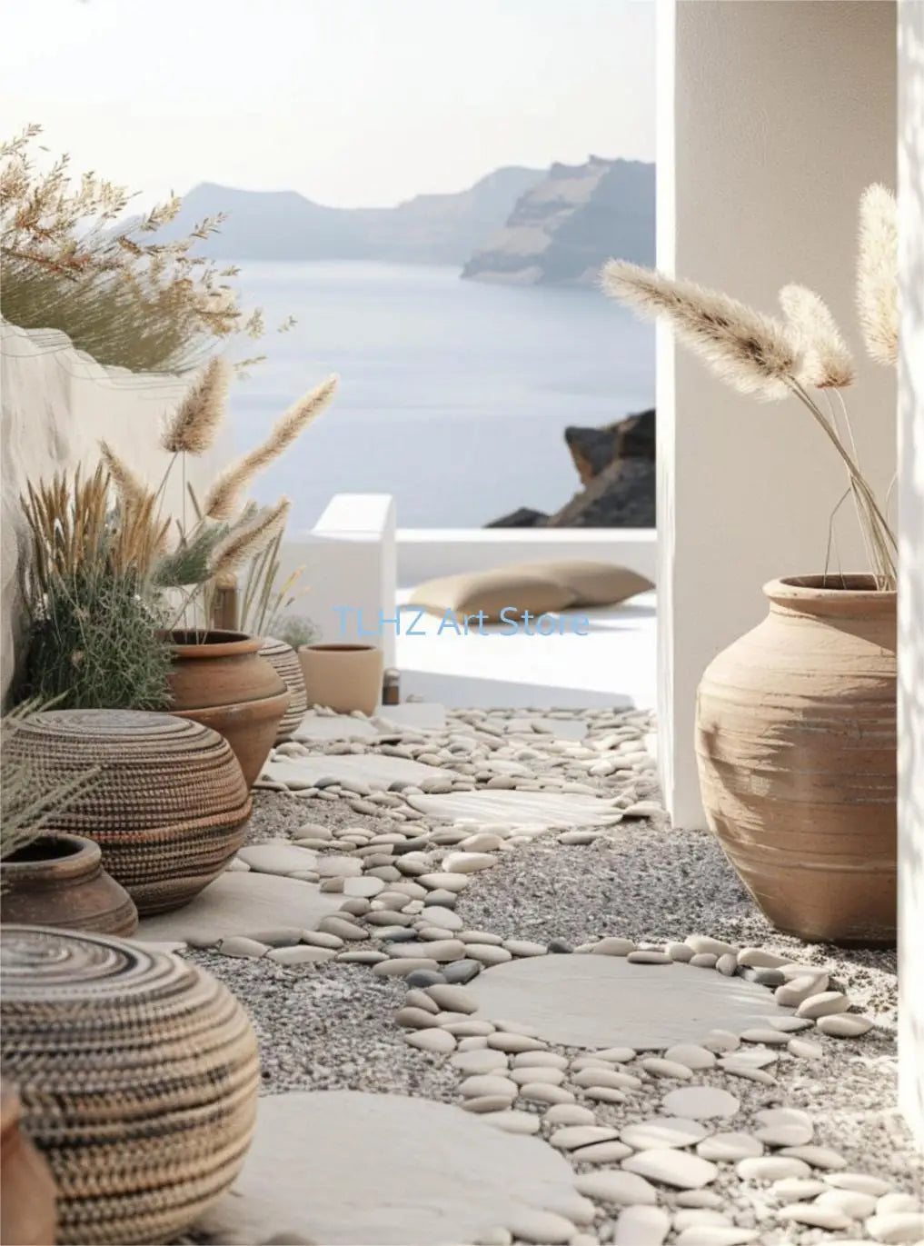 Modern travel landscape posters of Greece in Santorini