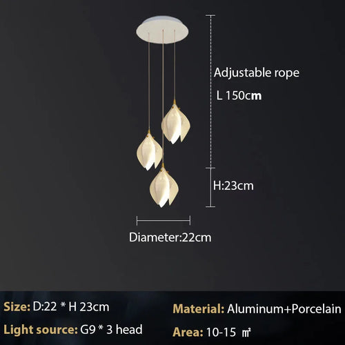Magnolia ceramic chandelier - vue 7 sur 17