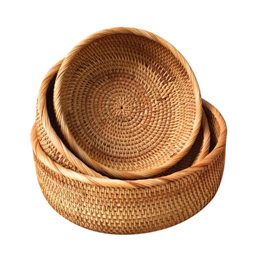 Round handwoven rattan basket for fruit and snacks - vue 11 sur 13