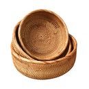 Round handwoven rattan basket for fruit and snacks
