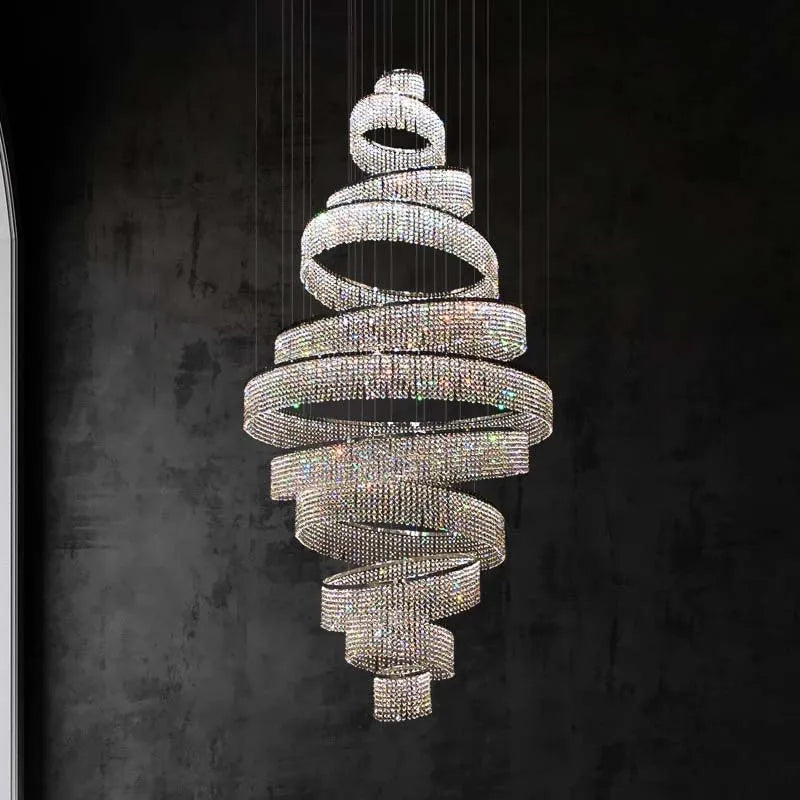 Luxury crystal LED chandelier for staircase, living room or lobby