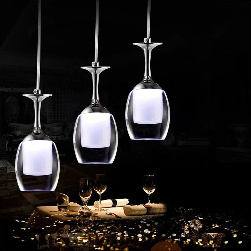 Modern wine glass pendant lights for bar and café - vue 3 sur 16