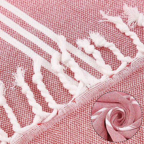 Turkish cotton beach towel with fringes quick drying - vue 6 sur 7