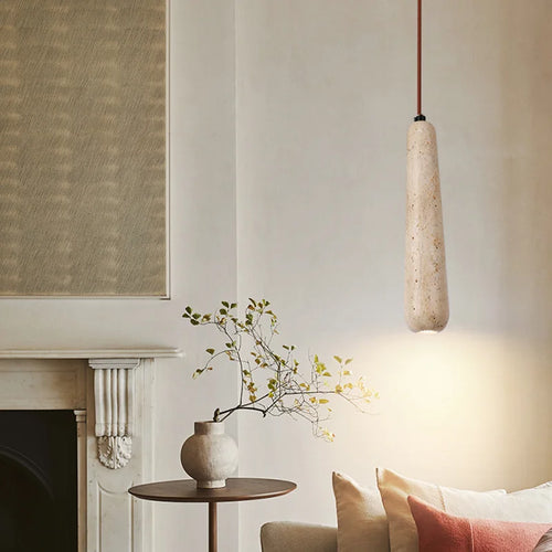 Retro LED pendant chandelier with vintage natural stone - vue 6 sur 6
