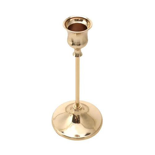 Brass gold candlestick set for festive decorations - vue 25 sur 26