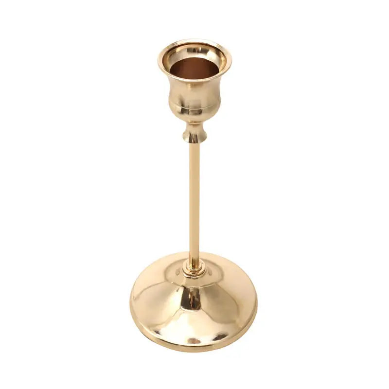 Brass gold candlestick set for festive decorations - vue 25 sur 26