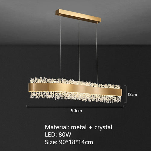 modern crystal chandelier with adjustable gold metal - vue 10 sur 12