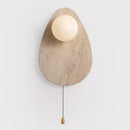 Vintage natural stone wall light with glass shade and LED