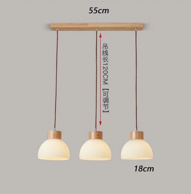 Japanese three-head pendant light for restaurant and bar - vue 10 sur 10