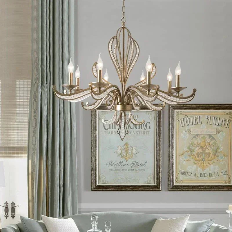 American retro crystal chandelier, French creative candle design, bedroom, living room, study, interior decoration lamp
