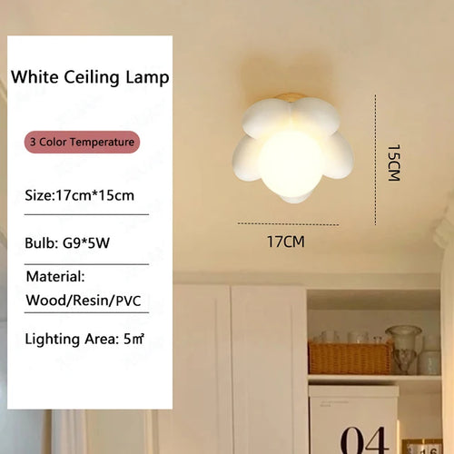 Children's flower wall light white pink resin bedside bedroom decor - vue 9 sur 10