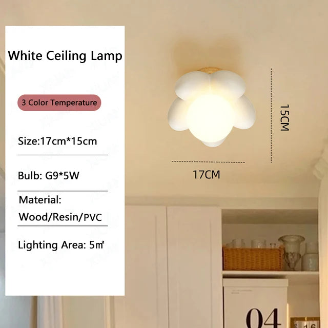 Children's flower wall light white pink resin bedside bedroom decor - vue 8 sur 10