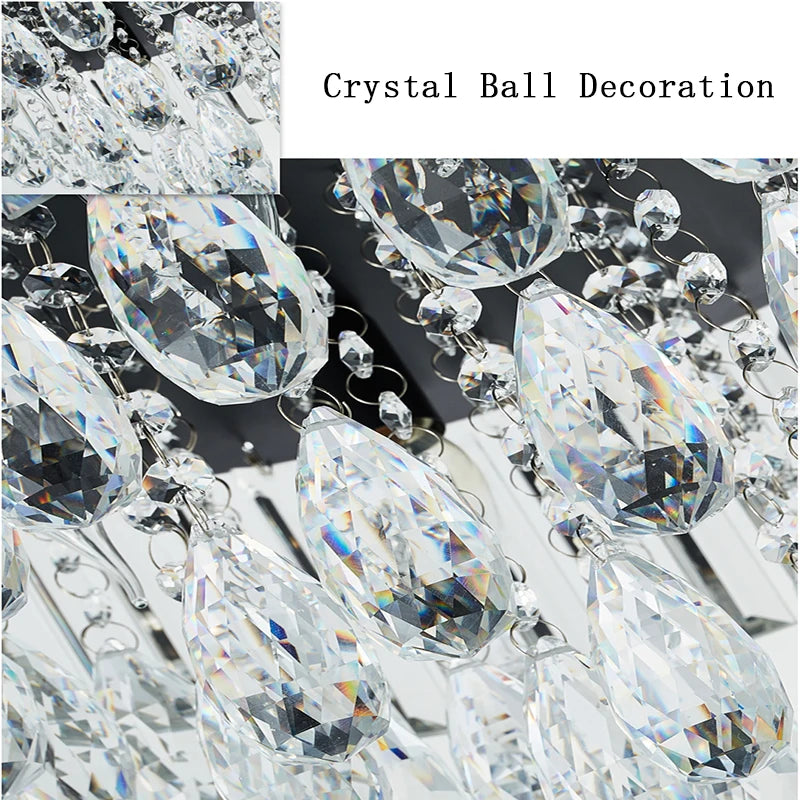 Vintage luxury dimmable crystal LED chandelier - vue 8 sur 12