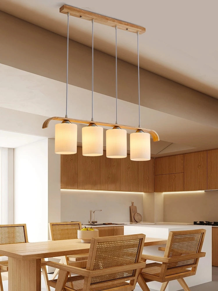 Nordic wooden and glass chandelier for indoor lighting
