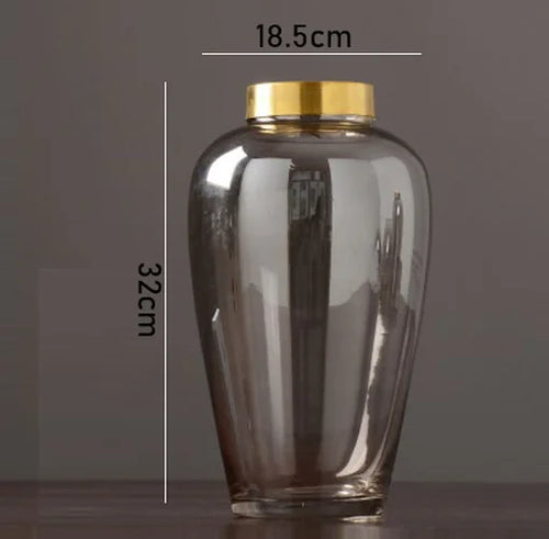 modern glass vase with metal base for floral decoration - vue 10 sur 9