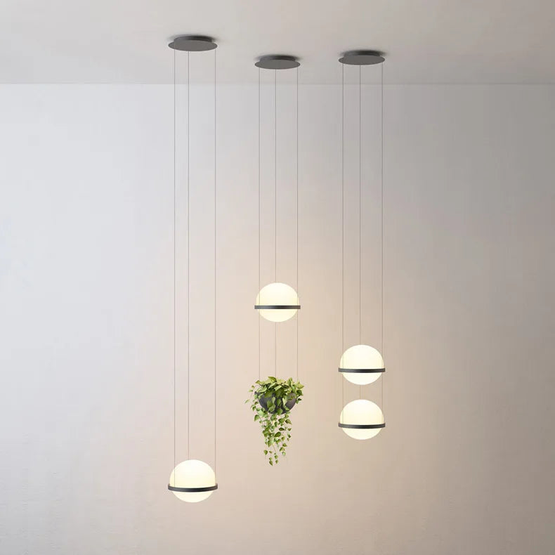 Modern glass LED pendant lamp with flower pot