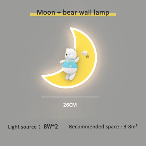 White bear wall light moon lamp for children's bedroom