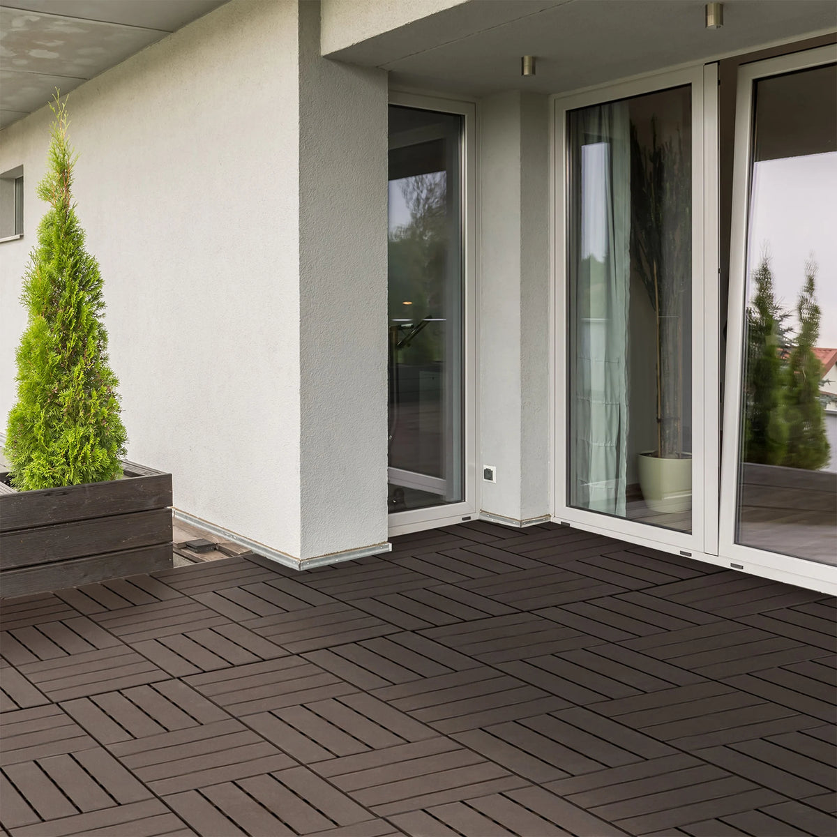 Clip-on outdoor floor tiles 30x30 set of 9 for terrace