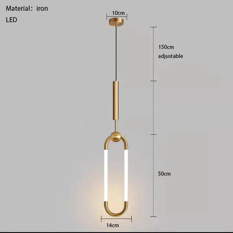 Modern ellipse height adjustable LED pendant light - vue 8 sur 12