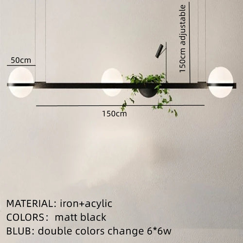 Modern nordic chandelier with hanging led flower pot - vue 10 sur 18