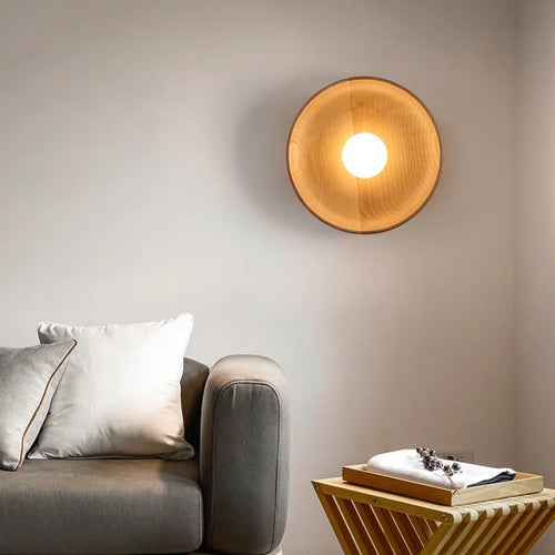 Simple nordic solid wood LED wall light - vue 3 sur 8