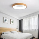 Modern circular ultra-thin wood grain LED ceiling light