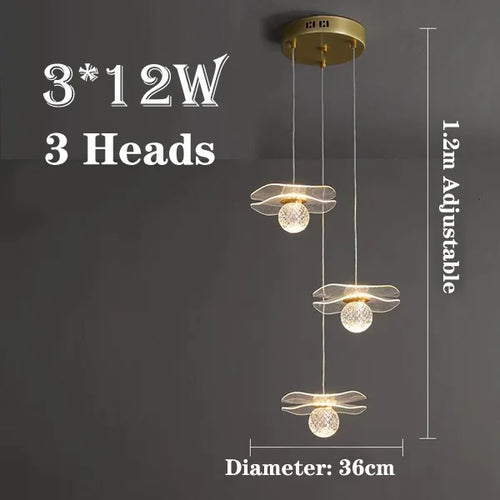 Customisable modern lotus leaf crystal pendant light