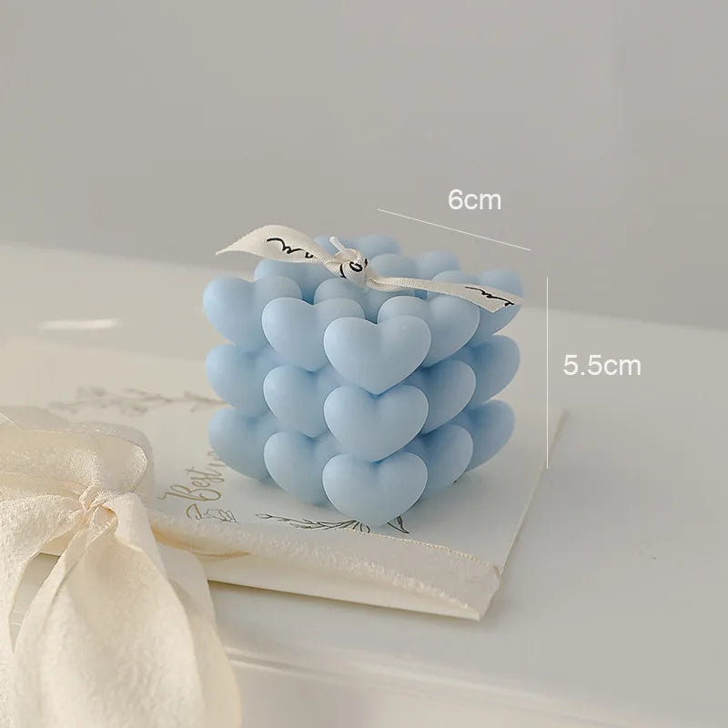 handmade decorative heart cube scented candle in soy wax - vue 11 sur 11