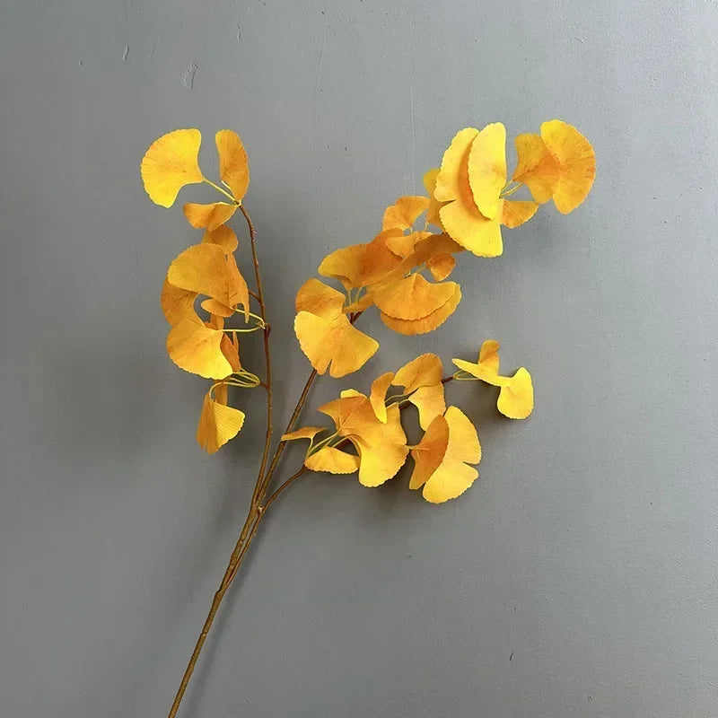 Artificial ginkgo decorative plant with three branches for outdoor use