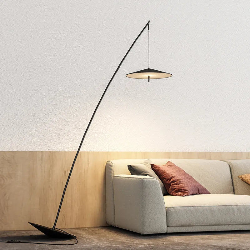 Modern LED floor lamp in black metal for living room lighting