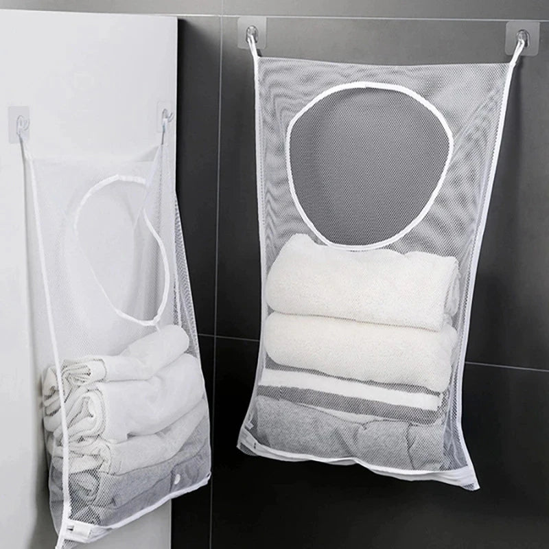 foldable laundry bag with hook for convenient storage