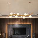 Solid wood and glass pendant light