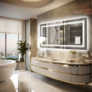 rectangular backlit mirror with dimmable brightness and touch switch