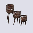 Hand-woven rattan flower pot for green plants