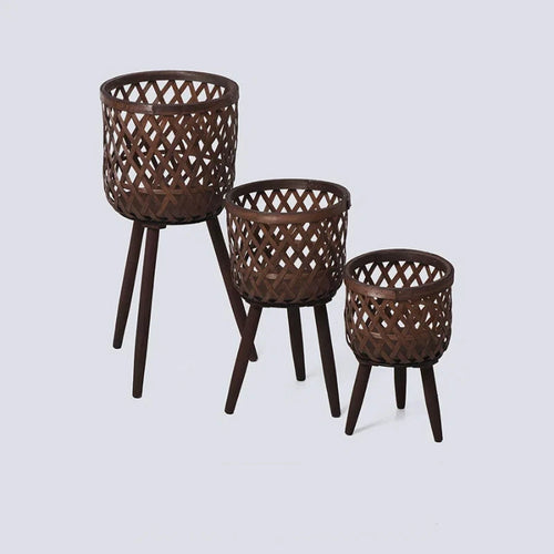 Hand-woven rattan flower pot for green plants - vue 4 sur 12