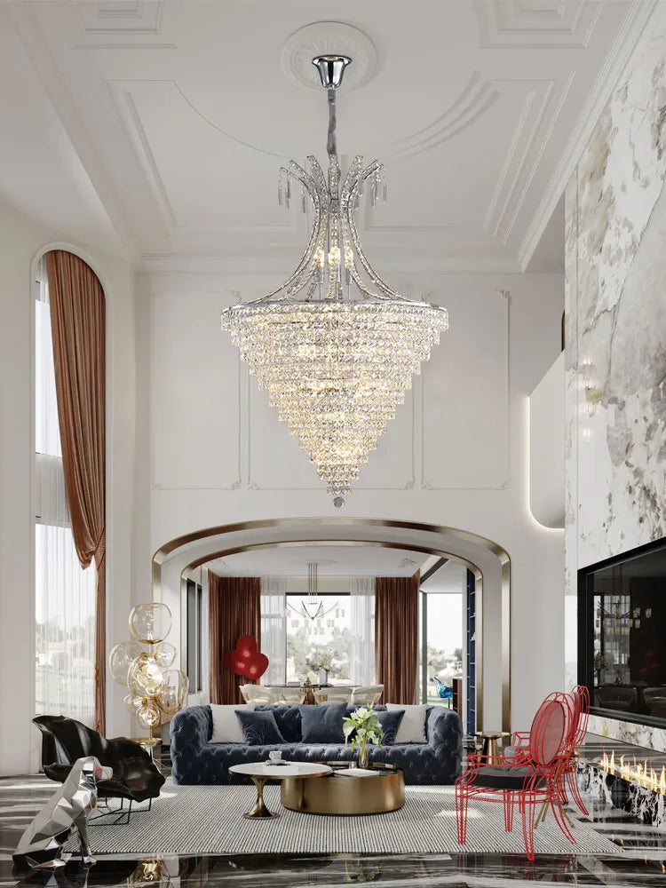 Chrome crystal chandelier for elegant indoor lighting - vue 2 sur 11