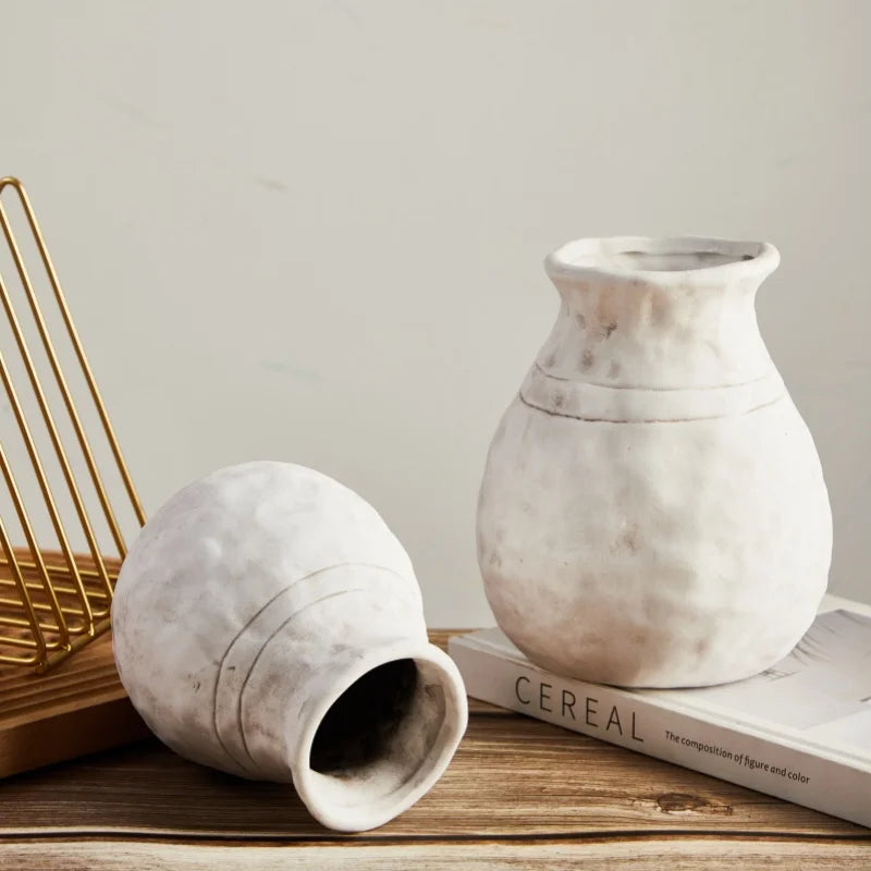 vintage handmade ceramic flower vase for home decor