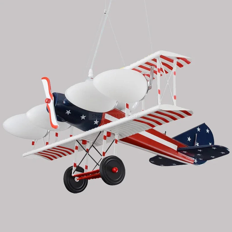Modern nordic airplane LED pendant light for children - vue 10 sur 10